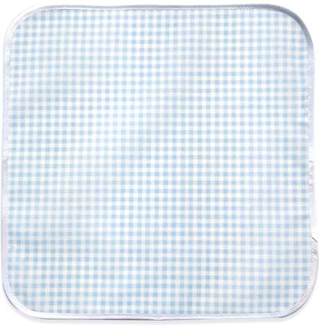 Panini Tessuti Corredo Asilo Tovagliolo con nome Ricamato in puro cotone per la pappa pranzo merenda in asilo dimensione 31 x 31 cm Fantasia Quadretto Azzurro