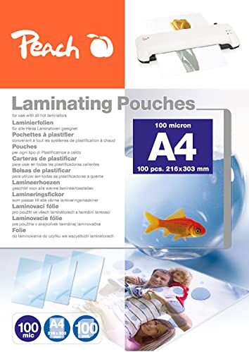 Peach Laminating Pouches A4, 100 mic, , 100-pack