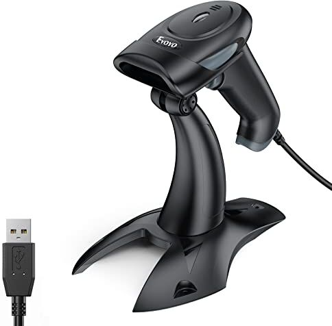 Eyoyo QR Barcode Scanner con supporto, lettore di codici a barre 2D 1D USB, Auto Sensing Scanner per Handsfree, Screen Scanning Per computer POS mercato biblioteca negozio medico