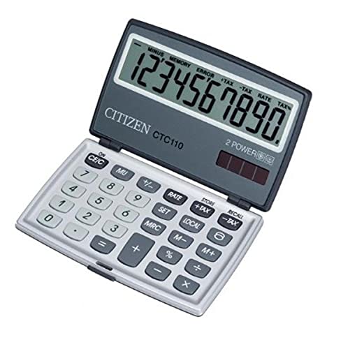 Citizen CTC-110WB Calcolatrice Tascabile a Libretto, Argento Metallizzato