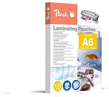 Peach Laminating Pouches A6, 125 mic, , 100-pack