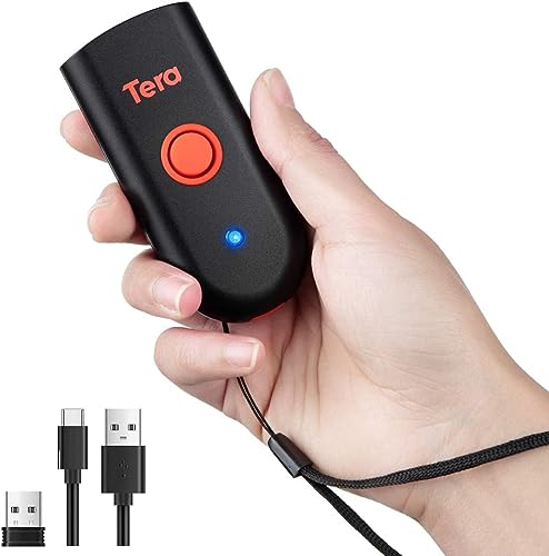 Tera Mini Lettore di codici a barre portatile CMOS 3-in-1 Bluetooth e cavo USB e wireless 2.4G per QR 1D 2D su carta e schermo, 1100D