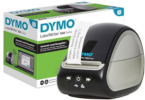 Dymo LabelWriter 550 Turbo stampante di etichette   Etichettatrice con stampa termica diretta ad alta velocità   Riconoscimento automatico delle etichette   Spina UE a 2 poli