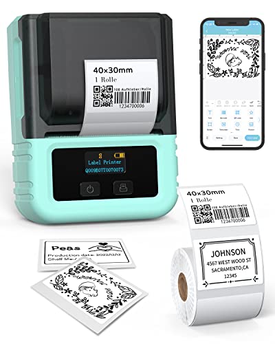 Phomemo M120 Stampante per etichette,Bluetooth Portatile Etichettatrice, Dimensioni 20-50 mm,Supporto con Phones&PC, Termica Etichettatrice per la casa,la vendita al dettaglio,l'ufficio,società