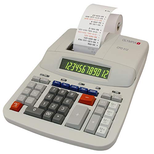 Olympia Calcolatrice scrivente a 12 cifre, display LCD, 210 x 295 x 67 mm, verde e rosso