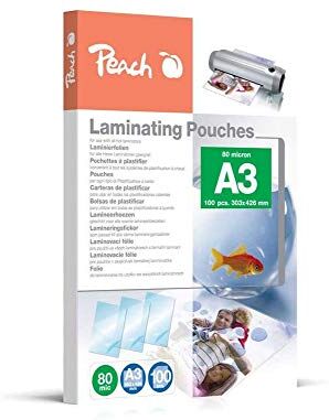 Peach Laminating Pouches A3, 80 mic, , 100-pack