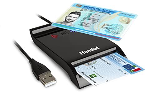 Hamlet HUSCR-NFC Lettore di Smart Card USB e Contactless NFC per Carta Identità Elettronica CIE 3.0