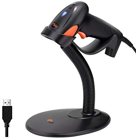 Tera Pro Serie Barcode Scanner 1D Laser USB Cablato con Smart Stand Laser Handheld Lettore di Codici a Barre Super Veloce Preciso Scansione Plug and Play per Codice a Barre Ultra Lungo,