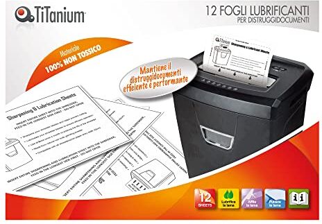 Titanium 93298 Confezione 12 Fogli Lubrificanti per Distruggidocumenti