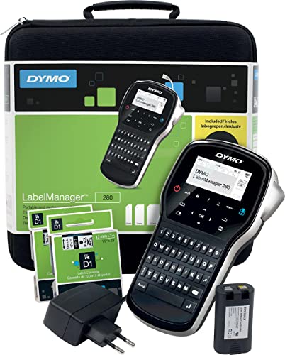 Dymo LabelManager 280 Kit Etichettatrice Portatile Ricaricabile Tastiera QWERTY con Custodia e 2 Nastri per Etichette D1