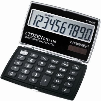 Citizen CTC-110BKWB Calcolatrice Tascabile a Libretto, Nero Metallizzato