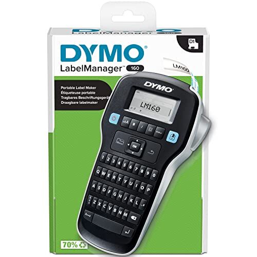 Dymo LabelManager 160 Etichettatrice portatile   Stampante per etichette a trasferimento termico   facile da usare con tastiera stile computer (QWERTY)