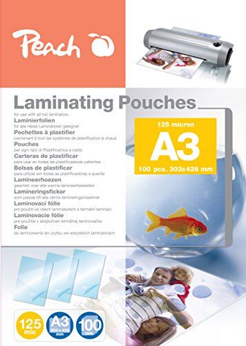 Peach Laminating Pouches A3, 125 mic, , 100-pack