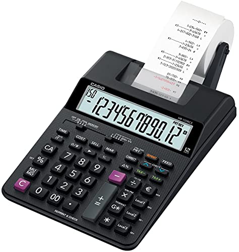 Casio HR-150RCE Calcolatrice scrivente portatile, Display a 12 cifre, Stampa 2.0 righe/sec., Nuove funzioni check & correct, Funzioni After print e re-print