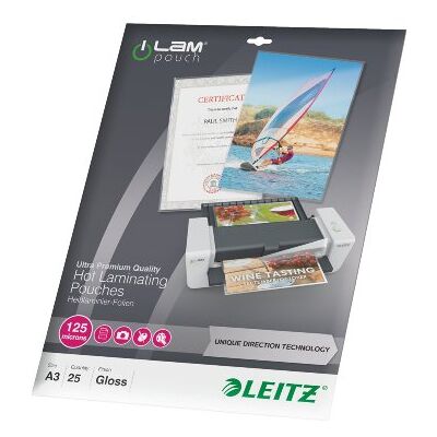 Leitz Pouch per la Plastificazione a caldo con Tecnologia UDT (Unique Direction Technology), Formato A3 , Spessore 2x80 micron, 25 pezzi, Leitz Pouch per la Plastificazione a caldo con Tecnologia UDT (Unique Direction Technology), Formato A3 , Spessore 2x80 micron, 25 pezzi,