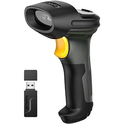 Inateck Lettore di codici a barre senza fili 1D, scanner Bluetooth wireless, portata trasmissione 100 m, legge codici su schermo, P7 Inateck Lettore di codici a barre senza fili 1D, scanner Bluetooth wireless, portata trasmissione 100 m, legge codici su schermo, P7