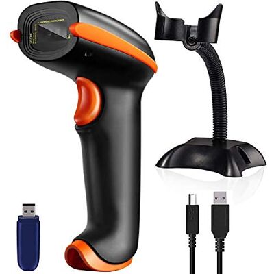 Tera Lettore di Codici a Barre Senza Fili Laser 1D Scanner (2.4Ghz Wireless+USB 2.0 Wired) 1D USB Barcode Reader Palmare Scanner con Supporto Plug and Play (Ricondizionato) Tera Lettore di Codici a Barre Senza Fili Laser 1D Scanner (2.4Ghz Wireless+USB 2.0 Wired) 1D USB Barcode Reader Palmare Scanner con Supporto Plug and Play (Ricondizionato)