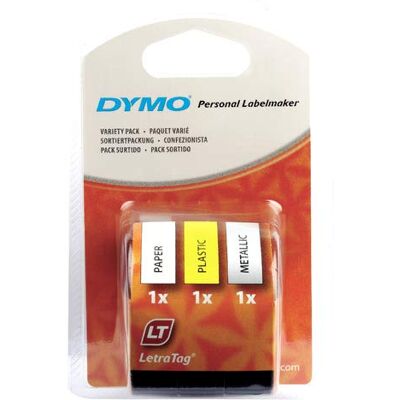 Dymo ® LetraTAG Nastro adesivo in carta, plastica, metallizzato, 12 mm x 4 m, confezione da 3 pezzi Dymo ® LetraTAG Nastro adesivo in carta, plastica, metallizzato, 12 mm x 4 m, confezione da 3 pezzi