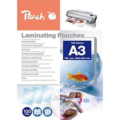 Peach Pellicole plastificatrici A3 – 100 mic – 125 pouches – Lucide – Qualità premium per i migliori risultati di laminazione – Compatibile con dispositivi di tutte le marche – Peach Pellicole plastificatrici A3 – 100 mic – 125 pouches – Lucide – Qualità premium per i migliori risultati di laminazione – Compatibile con dispositivi di tutte le marche –