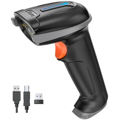 Tera Lettore di codici a barre portatile Laser 1D wireless e USB cablato, indicatore del livello della batteria, batteria extra large 2000mAh, design ergonomico, modello di aggiornamento 5100 Tera Lettore di codici a barre portatile Laser 1D wireless e USB cablato, indicatore del livello della batteria, batteria extra large 2000mAh, design ergonomico, modello di aggiornamento 5100
