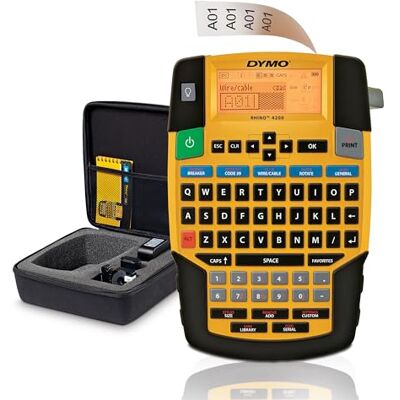 Dymo Rhino etichettatrice industriale multiuso kit con custodia Tastiera QWERTY Giallo Dymo Rhino etichettatrice industriale multiuso kit con custodia Tastiera QWERTY Giallo