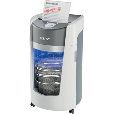 Leitz IQ OptiMax Office P5 Distruggidocumenti Professionale a Taglio Micro, Distrugge 12-10 Fogli, Tecnologia di Rotazione del Cestino e capacità extra del 33%, Silenzioso, Cestino da 35 L, Leitz IQ OptiMax Office P5 Distruggidocumenti Professionale a Taglio Micro, Distrugge 12-10 Fogli, Tecnologia di Rotazione del Cestino e capacità extra del 33%, Silenzioso, Cestino da 35 L,