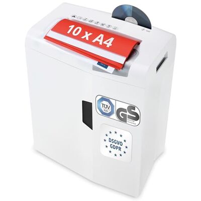 HSM shredstar X10 Distruggidocumenti da 4,5x30 mm, Bianco argento, taglio a frammenti HSM shredstar X10 Distruggidocumenti da 4,5x30 mm, Bianco argento, taglio a frammenti