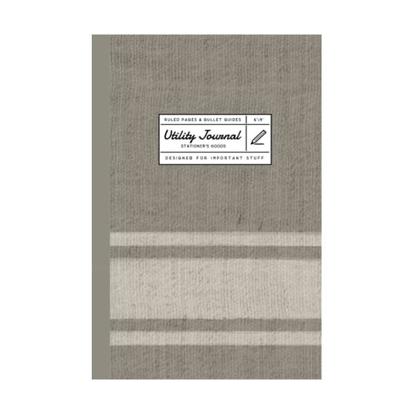 bacon|hill publication utility journal: gray and cream college-ruled lined, 6 x 9 inches, 152 cream pages, softcover. vintage blanket design on cover with faux tape binding. ideal for work, school, or home.
