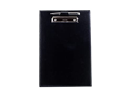 DELMON VARONE - FINE LEATHERGOODS MADE IN GERMANY DELMON VARONE Cartella appunti A4 personalizzata in pelle nero (personalizzabile) Organizzatore Conferenza con porta-penne e clip per documenti Classica Custodia Clipboard