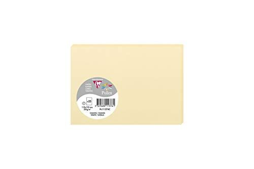 Clairefontaine Pacco da 25 Biglietti Formato C6 11x15,5cm 210g/m² Colore camoscio Biglietti di invito e Corrispondenza Gamma Pollen Carta Premium Liscia