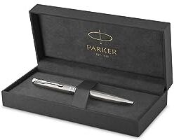 Parker Sonnet Penna a Sfera, Acciaio Inossidabile con Finiture in Palladio, Pennino Medio, Confezione Regalo, Argento, ‎Set Da 2 Pezzi