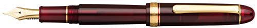 Platinum Penna stilografica giapponese #3776 Century Gold Trim Bourgogne F/Rosso, 0,28-0,34 mm, realizzata a mano, pennino in oro 14 carati, con scatola regalo e penna stilografica