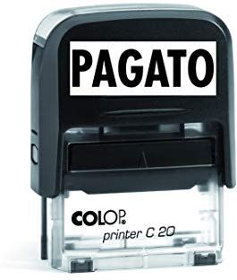 Colop Timbro PAGATO Autoinchiostrante Pronto all'uso con Testo personalizzato Modello  Printer C 20 Commerciale Ufficio Scuola Lavoro Inchiostro disponibile in 3 colori (TAMPONE ROSSO)