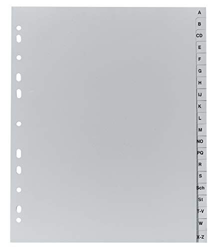 Exacompta Ref.  1 Divisori stampati alfabetici in PP riciclato grigio AZ (alfabeto tedesco) 20 posizioni A4 Maxi Grigio
