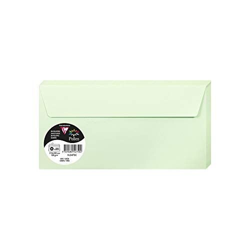 Clairefontaine Pacco da 20 Buste autoadesive Formato DL 11x22cm 120g/m² Colore verde -Inviti Eventi e Corrispondenza Gamma Pollen Carta Premium Liscia