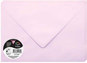 Clairefontaine Pacco da 20 Buste gommate Formato C5 (16,2x22,9cm) 120g/m² Colore rosa confetto -Inviti Eventi e Corrispondenza Gamma Pollen Carta Premium Liscia