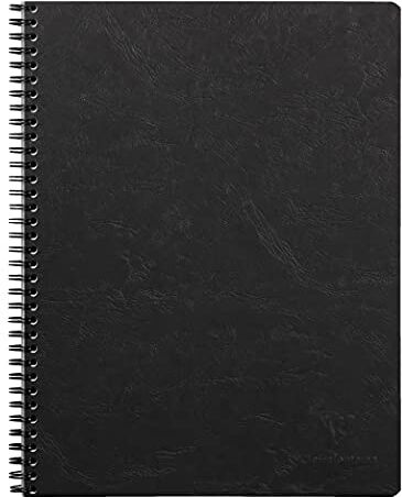 Clairefontaine collezione Age bag Quaderno a spirale nero A4+ 22,5x29,7 cm 160 pagine staccabili a righe Carta Bianca 90 g Copertina in carta Lustrée a grana grossa effetto cuoio