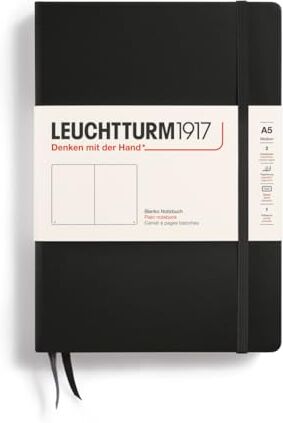 LEUCHTTURM1917 Taccuini Medium (A5), Copertina rigida, 251 pagine numerate, Nero, Bianco