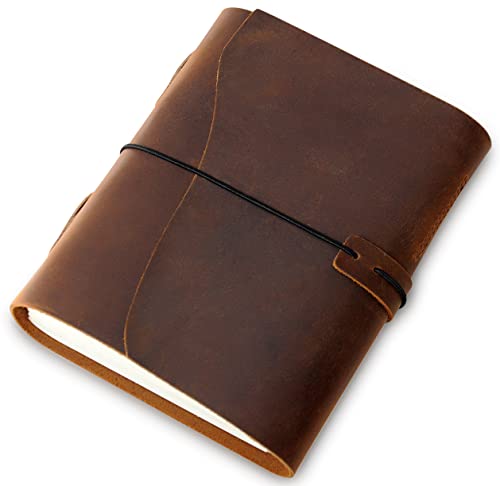 WANDERINGS Diario Rilegato in Pelle Diario da Viaggio Fatto a Mano Ideale per Scrivere, Disegnare, fare Schizzi, Bozze, Regalo per Uomini o Donne, Viaggiatori Pagine Bianche Leather Journal 18 x 13 cm