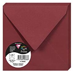 Clairefontaine Pacco da 20 Buste gommate Formato Quadrato 14x14cm 120g/m² Colore Bordeaux -Inviti Eventi e Corrispondenza Gamma Pollen Carta Premium Liscia