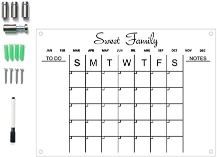 Generic KANEIDALINNA Calendario cancellabile a secco in acrilico per frigorifero Calendario da parete trasparente per frigorifero Calendario settimanale Agenda Lavagna bianca