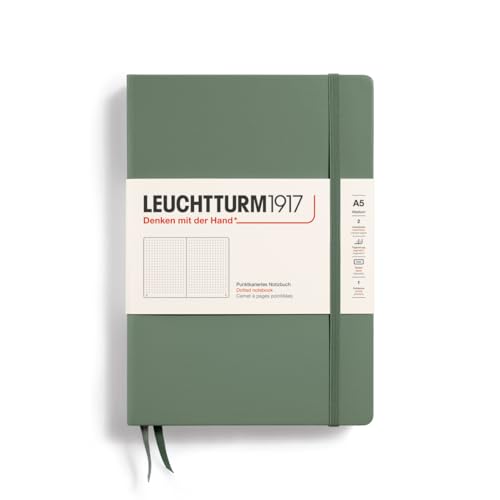 LEUCHTTURM1917 Taccuini Medium (A5), Copertina rigida, 251 pagine numerate, Olive, Puntini