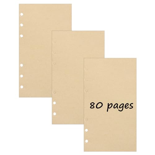 SEIWEI 3 confezioni di carta kraft vuota in formato A6, 6 fori di riempimento, fogli di carta sciolti 240 fogli per album di ritagli, diari di pittura
