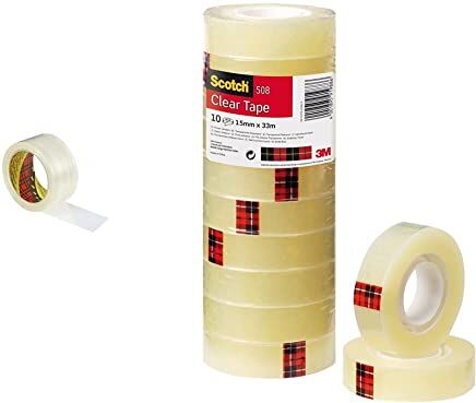 Scotch Nastro da Imballo 3M Packaging Tape Classic, Nastro Adesivo per Traslochi e Spedizioni & Nastro Adesivo 3M, Trasparente Acrilico, 15 mm x 33 m, Confezione Torretta da 10 Pezzi