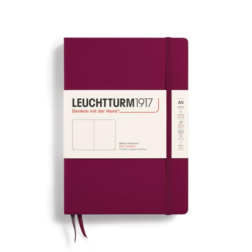 LEUCHTTURM1917 Taccuini Medium (A5) Copertina rigida, 251 pagine numerate, Bianco, Port Red