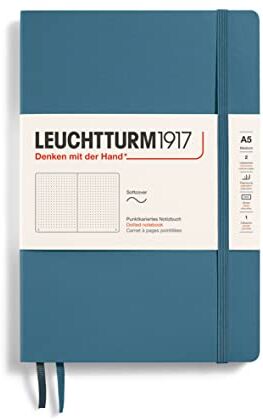 LEUCHTTURM1917 Taccuini Medium (A5), Copertina morbida, 123 pagine numerate, Stone Blue, Puntini