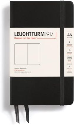 LEUCHTTURM1917 Taccuini Pocket (A6), Copertina rigida, 187 pagine numerate, Nero, Bianco