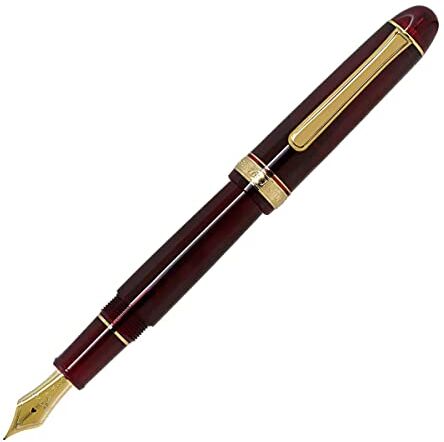 Platinum Penna stilografica giapponese 3776 Century Gold Trim Bourgogne C/Rosso/0,54-0,64 mm/realizzata a mano/pennino in oro 14 carati/con scatola regalo/penna stilografica