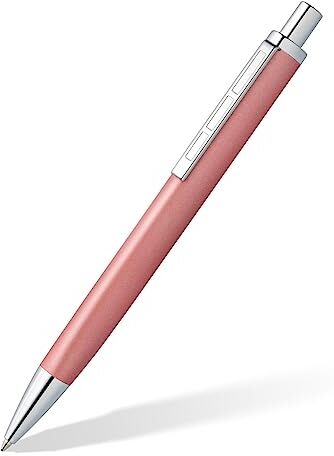 Staedtler Penna a sfera triplus 444 M, colore rosa radiante, cassa in metallo di alta qualità a forma triangolare ergonomica, mina grande M, inchiostro blu, 444 M20-3