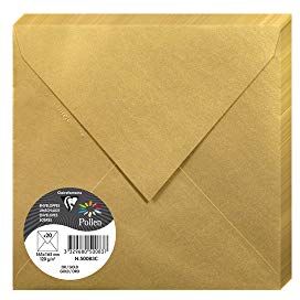 Clairefontaine Pacco da 20 Buste gommate Formato Quadrato (16,5x16,5cm) 120g/m² Colore Oro-InvitI Eventi e Corrispondenza Gamma Pollen Carta Premium Liscia